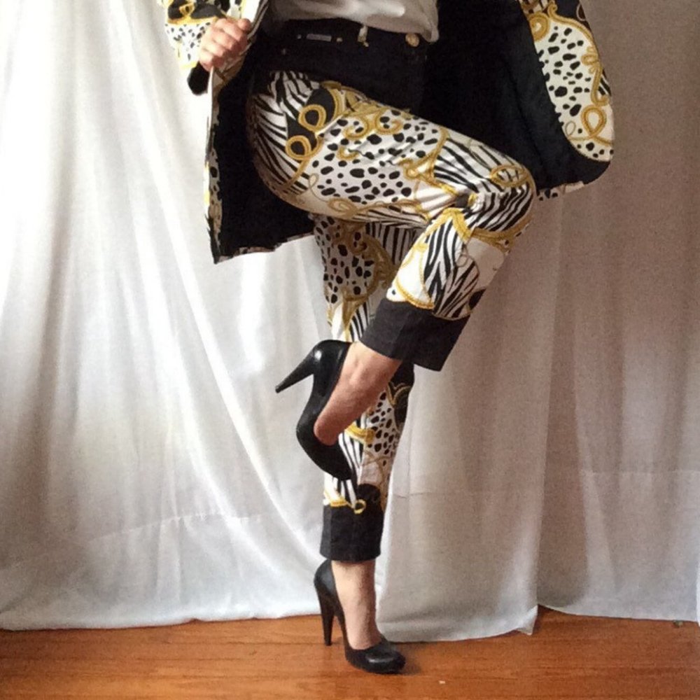 CHRISTIAN LLINARES Animal Print High Waist Jeans - Vintage 1990's, very Versace! - Picture 2 of 2